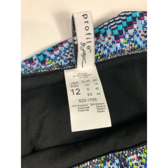 Profile Gottex Swim Suit Bikini Bottom Skyline Solid Black Fold Over Band 12 New - Picture 4 of 6